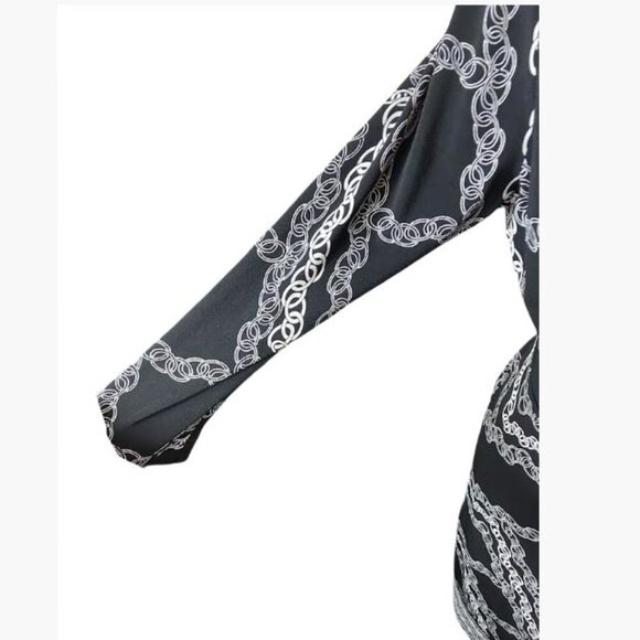 Maggy London Black and White Chains Dress with Cowl Neckline  Size 10  NWT - Picture 6 of 10